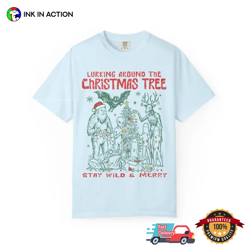 Lurking Around The Christmas Tree Retro X-mas Time Comfort Colors Shirt Lurking Around The Christmas Tree Retro X-mas Time Comfort Colors Shirt