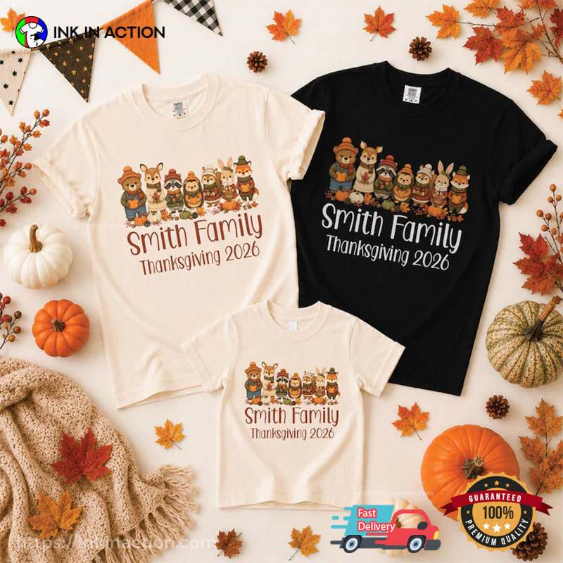 Personalized Family Thanksgiving 2026, Happy Thanksgiving Family Comfort Colors Shirt Personalized Family Thanksgiving 2026, Happy Thanksgiving Family Comfort Colors Shirt