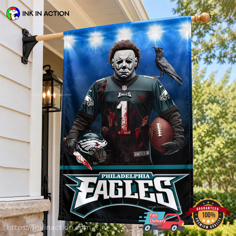 Philadelphia Eagles Michael Myers Halloween Football Yard Flag Philadelphia Eagles Michael Myers Halloween Football Yard Flag