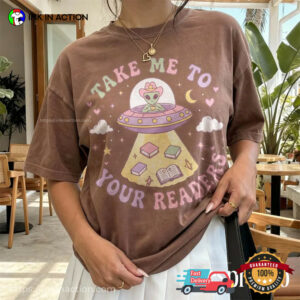 Take Me To Your Readers Cute Alien Bookish Comfort Colors Shirt 3 InkInAction.com