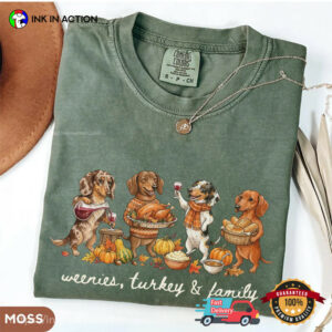 Weenies Turkey Family Funny Thanksgiving Wiener Dog Comfort Colors Shirt