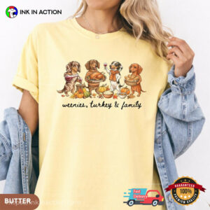 Weenies Turkey Family Funny Thanksgiving Wiener Dog Comfort Colors Shirt